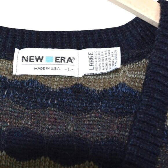 Vintage Grandpacore New Era Cardigan L Retro 90s Grunge Cobain Knit Made in USA - Picture 8 of 8